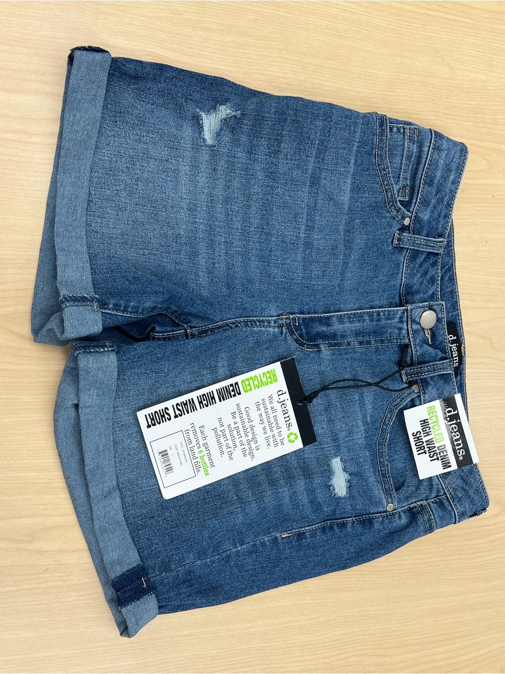 d. jeans Navy Blue High Rise Rolled Cuff Denim Shorts